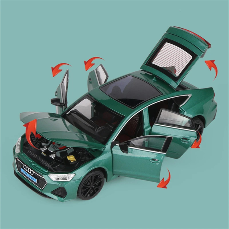 1 24 Audi RS7 Coupe Alloy Car Model Diecasts Metal Toy Sports Car Vehicles Model Simulation Sound Light Collection Kids Toy Gift 240103
