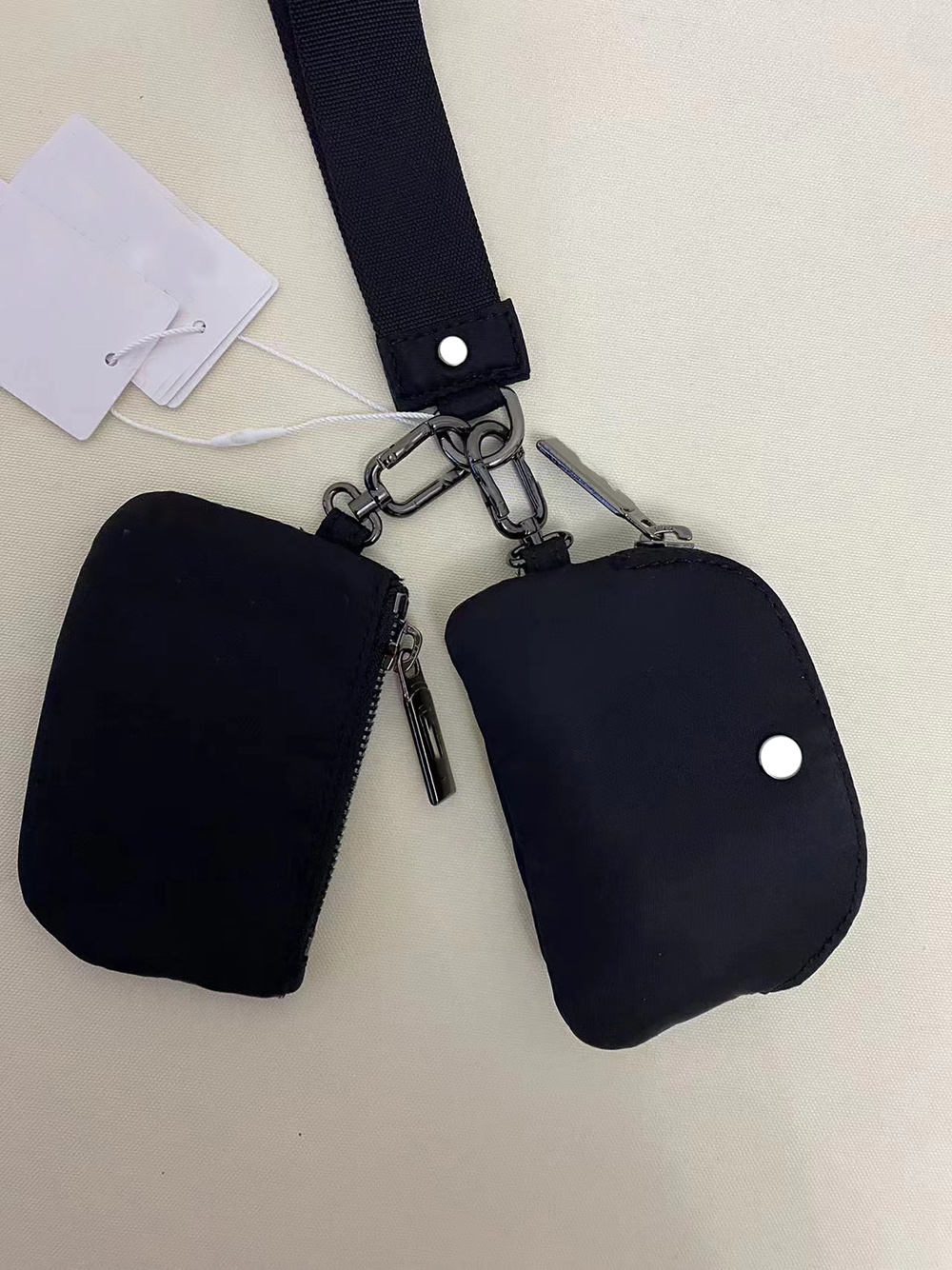 Metal New Dual Pouch Wristlet Pochette Double Wristlet Strap Waterproof Mini Yoga Bag Detachable Key Chain