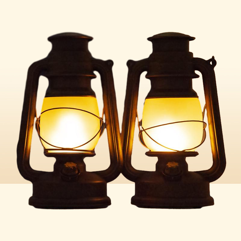 Portable Lanterns Remote Control Vintage Camping Lantern LED Candle Flame Tent Light Battery Operated Kerosene Lamp Table Night