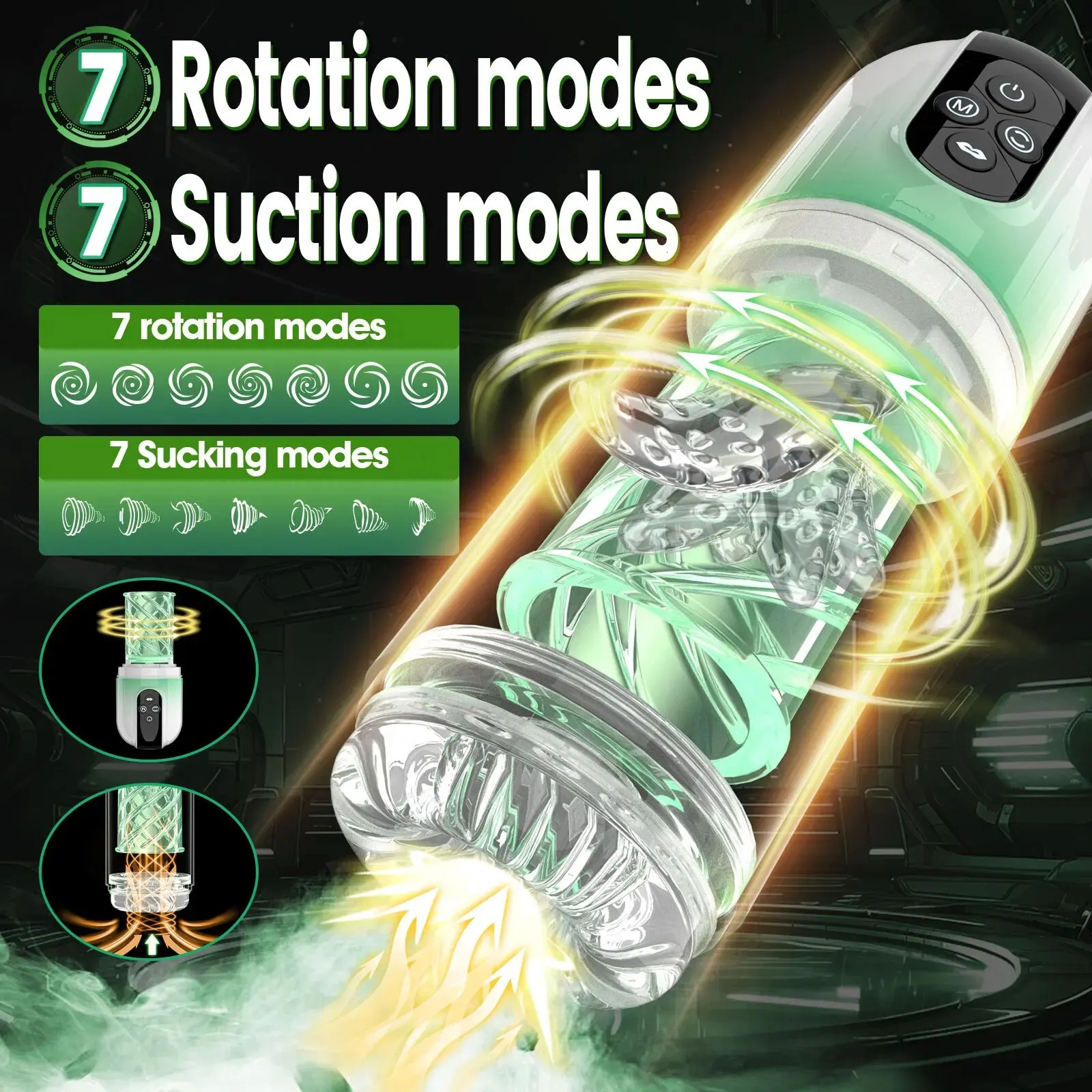 Automatic Male Masturbator Penis Pump Adult Toys Sex Toys with 3 Pump 7 Rotating 7 Licking 7 Sucking Male Masturbators 240105