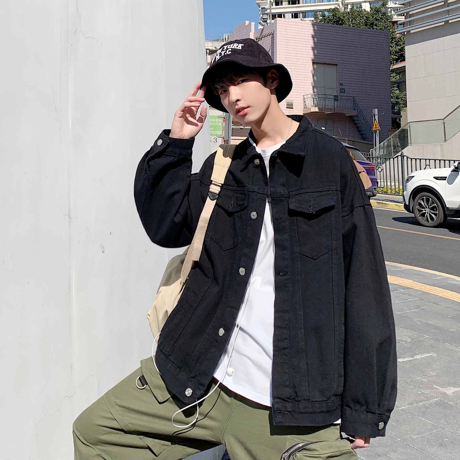 Men's Style Fashion Trend White Denim Jackets Loose Solid Color Coats Cowboy High-quality Outerwear Plus Size S-2XL 231229