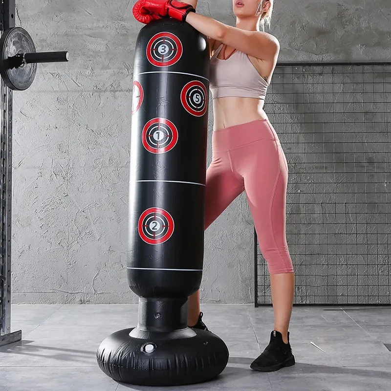 Inflatable Punching Bag PVC Boxing Bag Adults Kids Tumbler Sandbag Boxing Training Stress Relieving Sandbag 240104