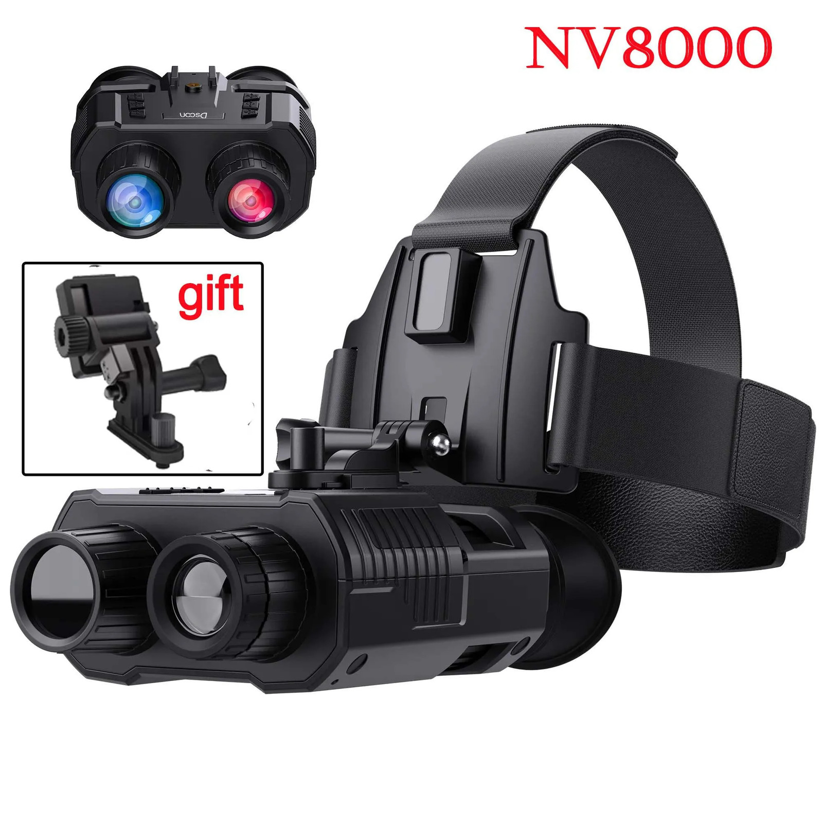 N016NV8000 Pro 3D Infrared Night Vision Binoculars Telescope HD 1080P Head Mount Darkness Camera for Hunting Tactics Goggle 240104