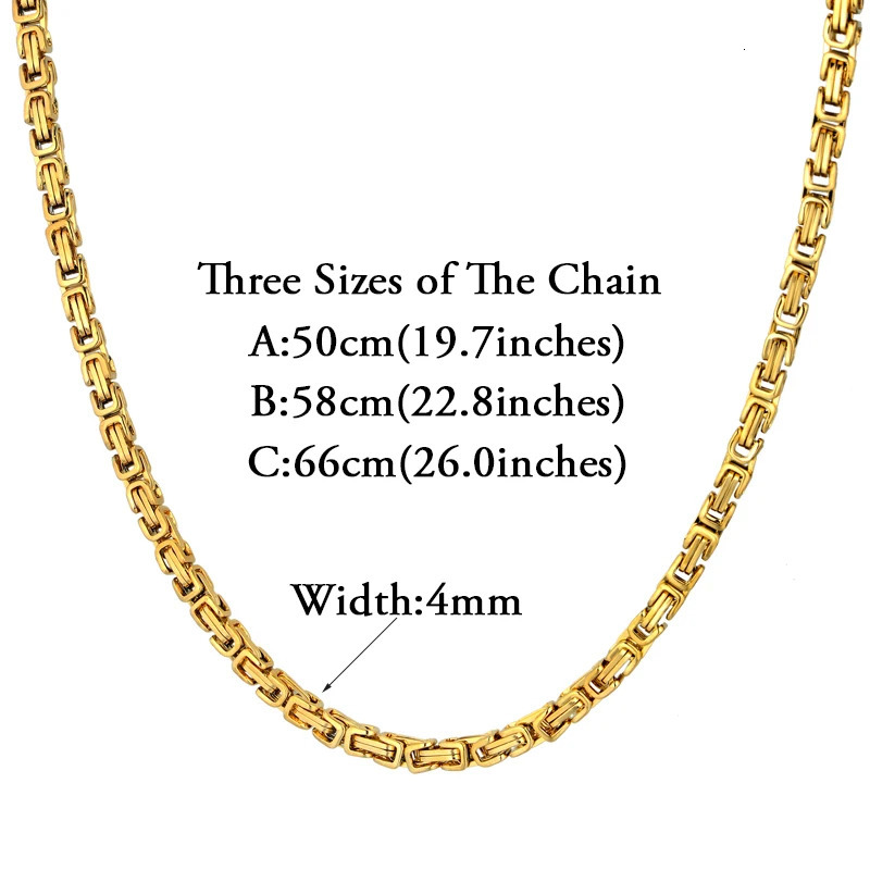 Men's Gold Chain Necklace 20 23 26 Male Corrente Gold Color Stainless Steel Necklace Byzantine Chains For Men Jewelry 240104
