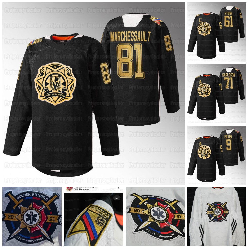 Mark Stone Golden Knights Jersey 2024 First Responder Phil Kessel Jonathan Marchessault Chandler Stephenson Keegan Kolesar Pietrangelo Adin Hill