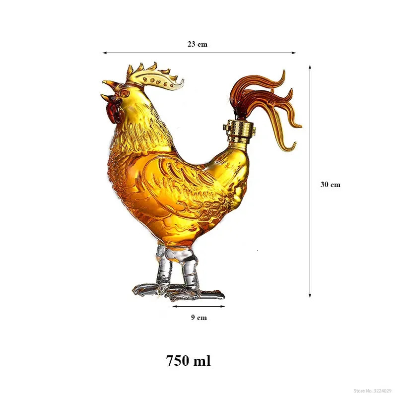 500ml top quality creative animal chicken shaped whiskey decanter home bar glass decanter for Liquor Scotch Bourbon DDC-204 240104