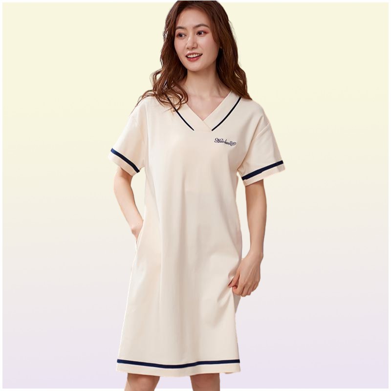 Women039s Sleepwear Shortsleeved Cotton Night Gowns Summer Soild Nightgowns Home Wear Lady Sleep Lounge Sleeping Dress M3XL1033867