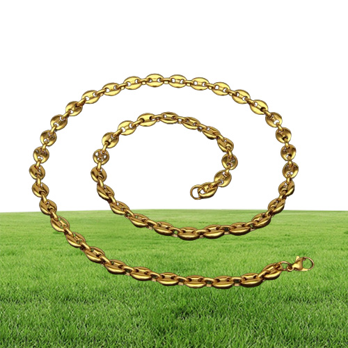 Coffee Bean Necklace and Bracelet Set High Quality Stainless Steel Mens Jewellry Two Colors Optional Hip Hop