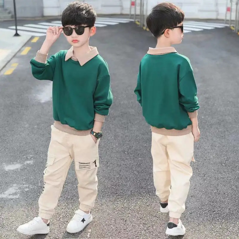 Teen 6 8 10 12 14 Years Boys Clothing Sets Spring Autumn Fashion Hoodie Pants Sports Children's Clothes Kids Tracksuit 240103