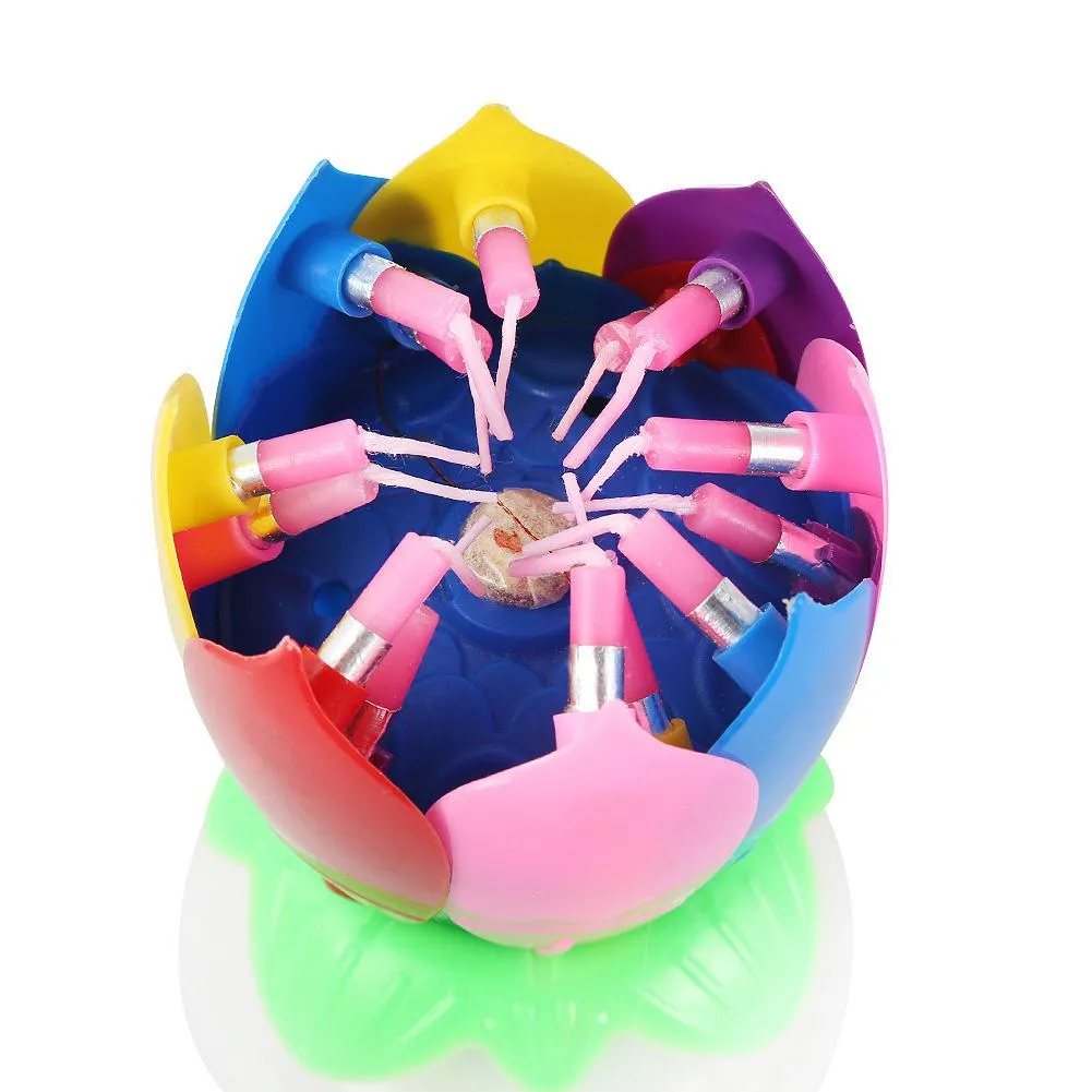 Cake Candle Lotus Lotus Music Candle Happy Birthday Art Candle Lamp DIY Cake Decoration Child Gift Wedding Party ZZ