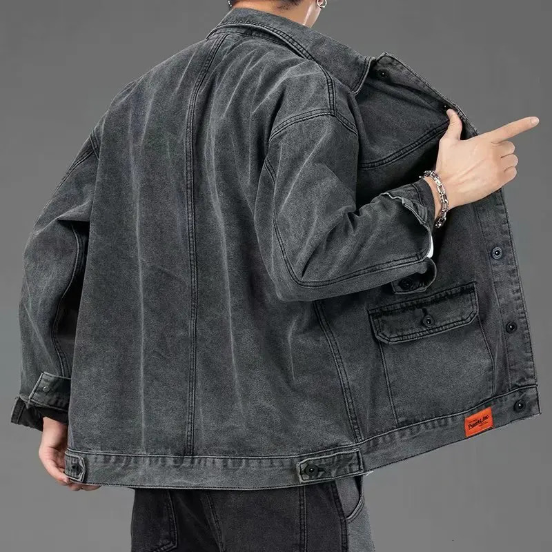 Men Denim Jacket Streetwear Hip Hop Men's Jean Jackets Male Casual Loose Outerwear Korean Version Loose Overalls Coat S-4XL 231229