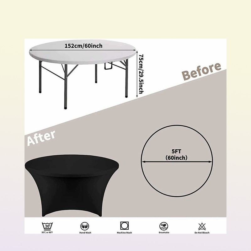 Table Cloth Round Spandex Fitted Tablecloth High Stretch Table Cover for Cocktail Table Cloth Christmas Wedding Event el Buffet3678685