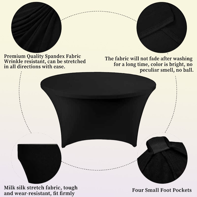 Table Cloth Round Spandex Fitted Tablecloth High Stretch Table Cover for Cocktail Table Cloth Christmas Wedding Event el Buffet3678685