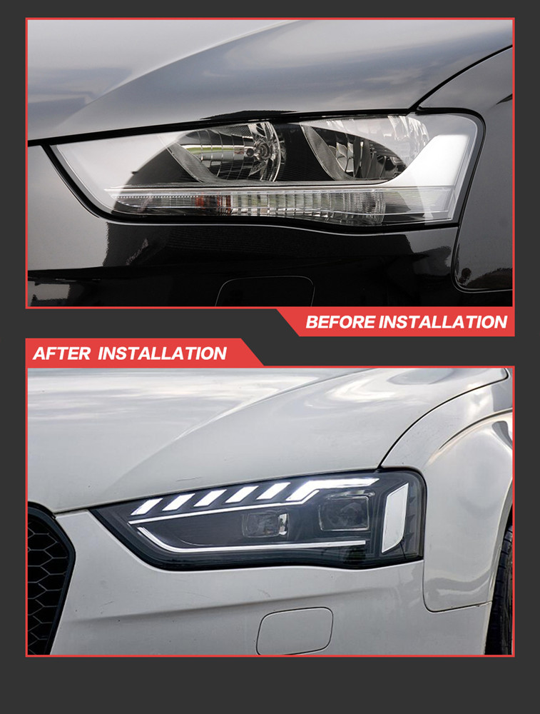 Car Light for Audi A4 RS4 B9 LED Daytime Running 2013-2016 Dynamic Turn Signal Dual Beam Lamp Automotive Accessories