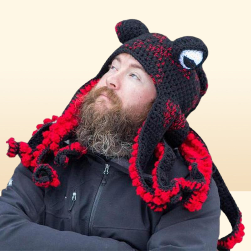 Cycling Caps Crochet Octopus Hat Unique Soft Beanies A Very Good Birthday Christmas Gft For Halloween Costume Cosplay