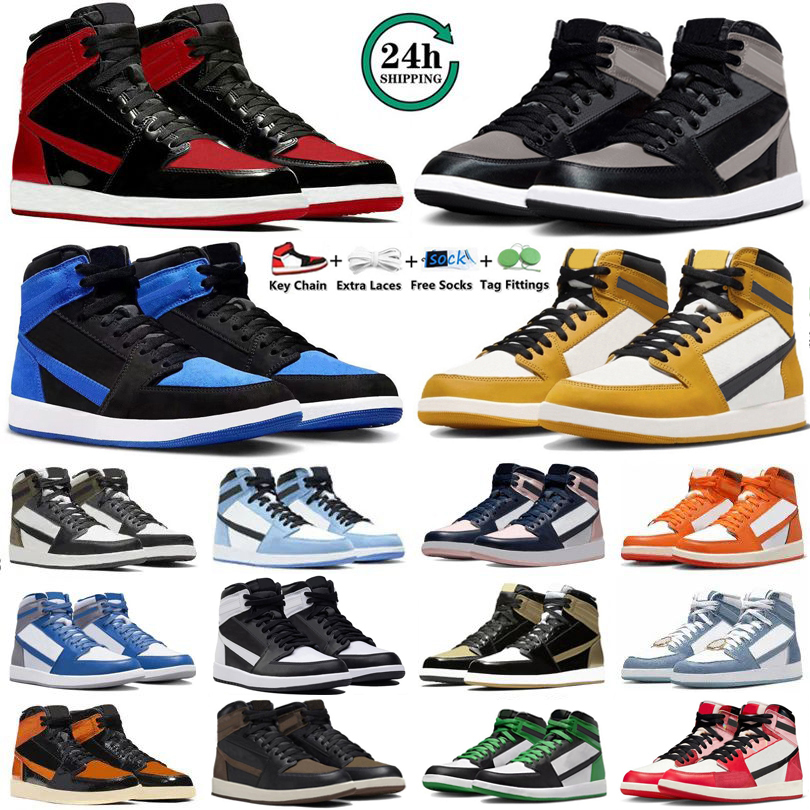 Jumpman 1 1s Basketball Shoes for men women Satin Shadow Bred Patent Yellow Ochre Starfish Palomion Dark Mocha Celadon UNC Blue Mens Trainers Sports Sneakers GAI