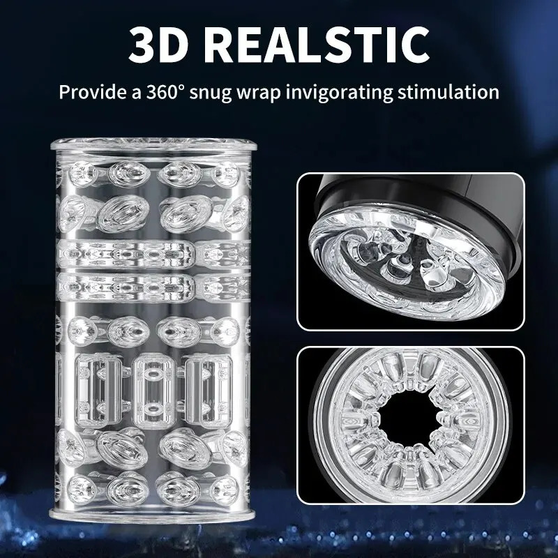 Automatic Male Masturbator Cup Portable Penis Vibrator Male Stroker With Handle 3D Realistic Vagina Adult Sex Toys 240105
