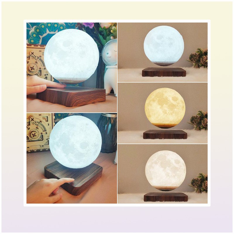 Novelty Items Levitation Moon Lamp Night Light Creative 3D Magnetic Rotating Christmas Led Floating Home Decoration Holiday Gift6336094