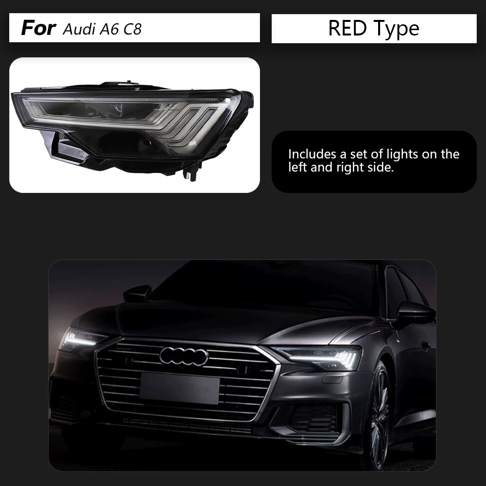 LED Turn Signal Head Light for Audi A6 C8 Headlight 2019-2023 Daytime Running High Beam Lamp Car Accessories