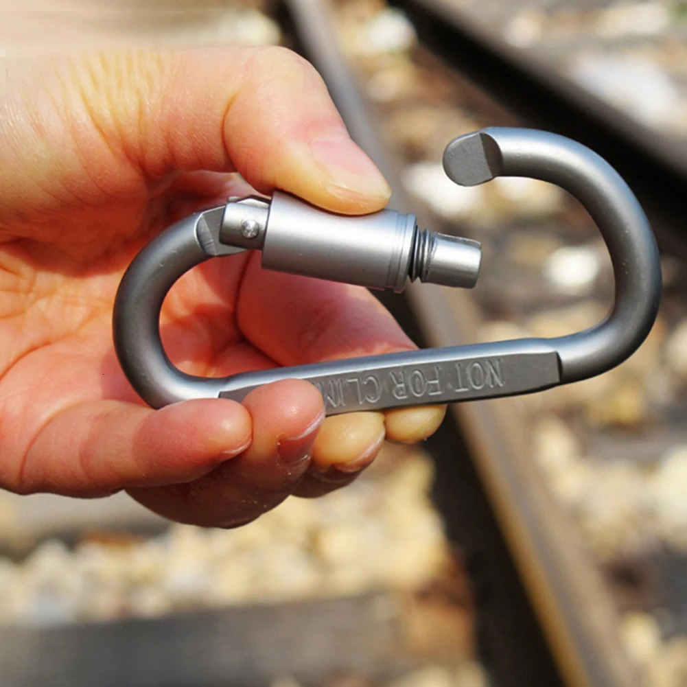 6x Aluminum Alloy Backpack Carabiner Keychain Outdoor Camping Hiking D-ring Snap Clip Lock Buckle Hook Water Bottle Kettle Hook 240104