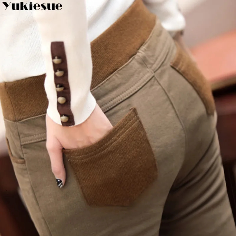 clothes S4XL Women Pencil Pants High Waist Skinny Thick Velvet Warm Winter Leggings Jeggings Legins Feminina Trousers 90H 240105