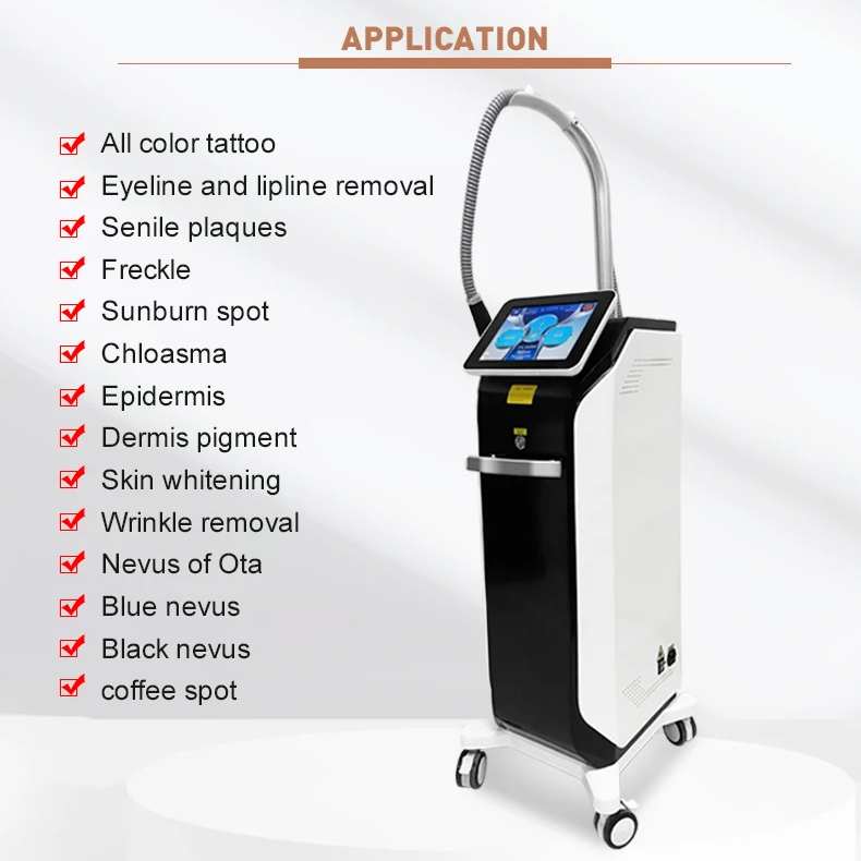 Vertical 3 Wavelength Picolaser Pigmentation Removal Nd Yag Picosecond Laser Tattoo Washing Spot Acne Treatment Instrument with Q Switch