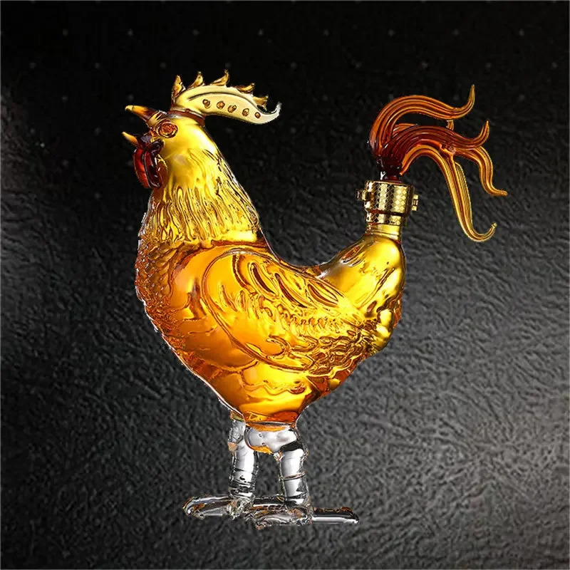 500ml top quality creative animal chicken shaped whiskey decanter home bar glass decanter for Liquor Scotch Bourbon DDC-204 240104