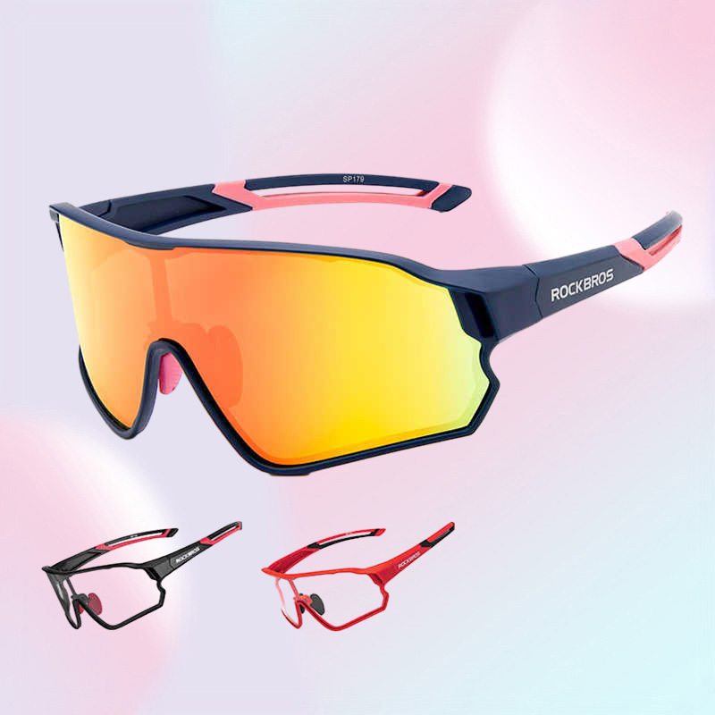 Outdoor Eyewear ROCKBROS Bicycle Pochromic Sunglasses Polarized Cycling Glasses UV400 Discoloration Bike Eyewear Equipment for