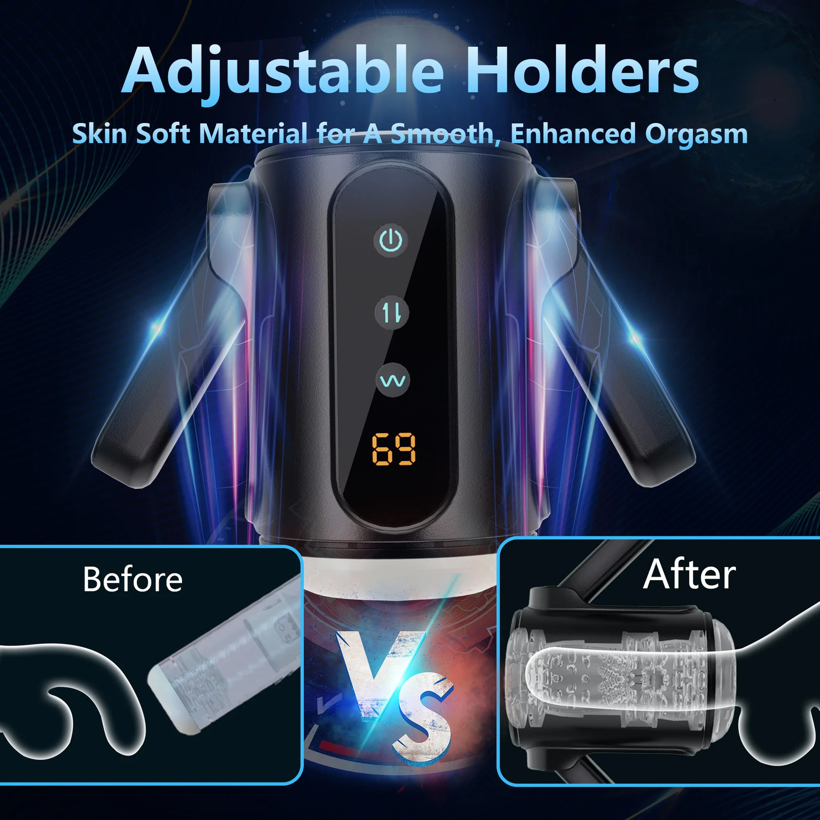 Foldable Handles Male Masturbator Pocket Pusssy Adult Sex Toys Man Thrusting Vibration Blowjob Sucking Machine Vagina Stimulator 240105