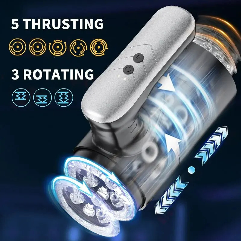 Automatic Male Masturbator Cup Portable Penis Vibrator Male Stroker With Handle 3D Realistic Vagina Adult Sex Toys 240105
