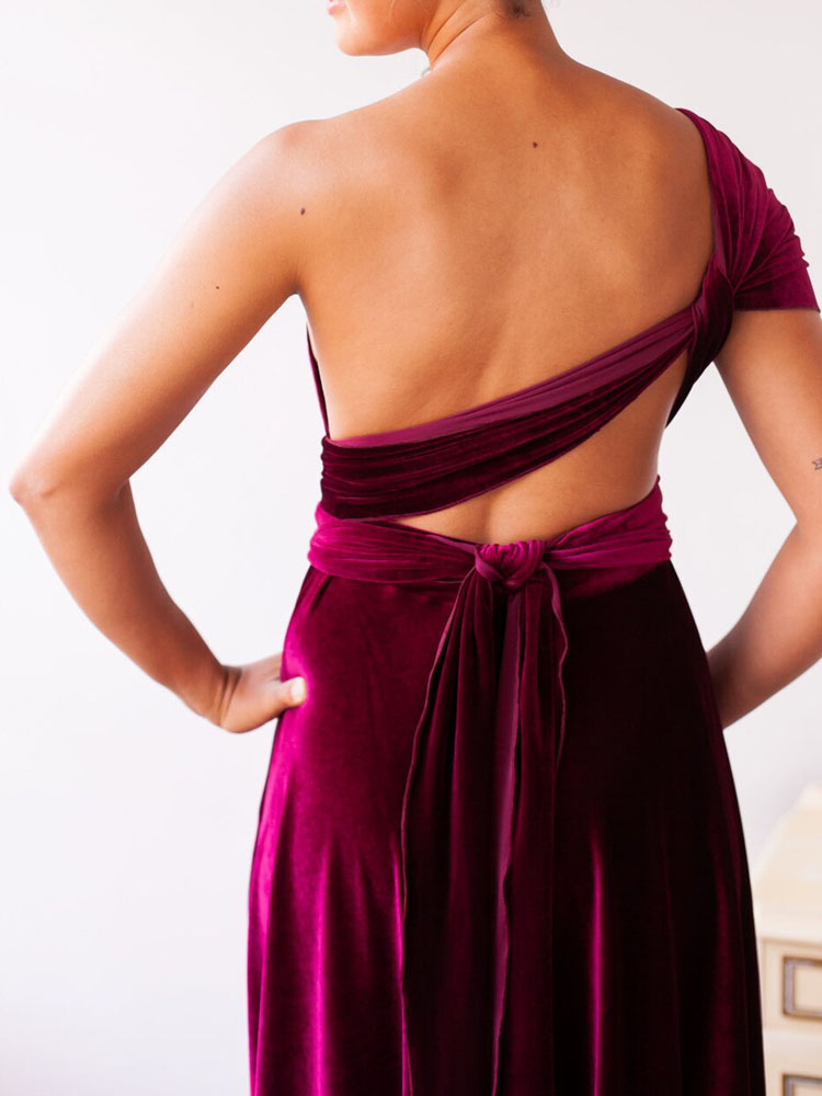 Velvet Bridesmaid Dresses Long Sexy Party Dress Burgundy, Hunter, Royal Blue, Green, Black Bridesmaid Dress