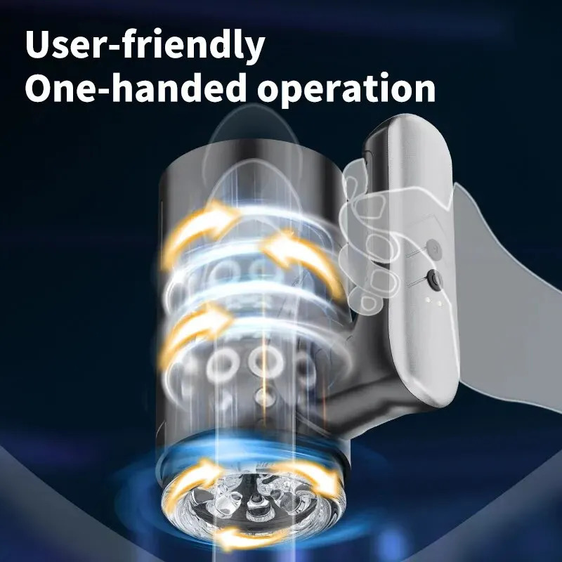 Automatic Male Masturbator Cup Portable Penis Vibrator Male Stroker With Handle 3D Realistic Vagina Adult Sex Toys 240105