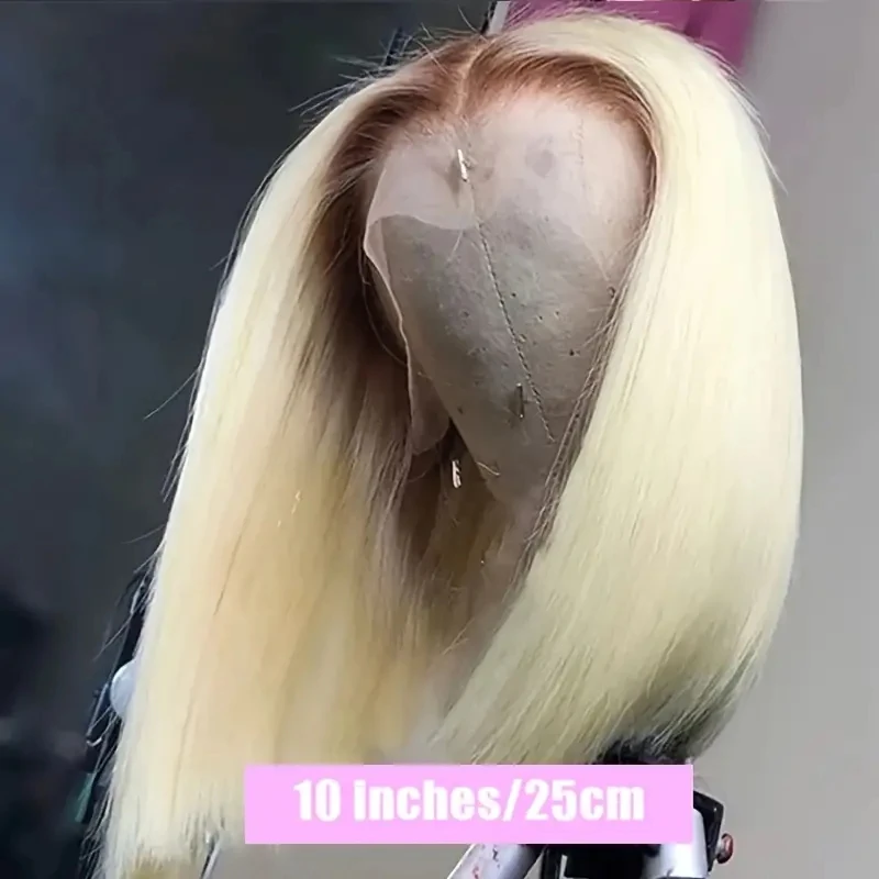 Brazilian 4/613 Honey Blonde Ombre 13X4 Lace Front Human Hair Dark Roots 613 Bob Cut Wigs For Black Women Prepluck