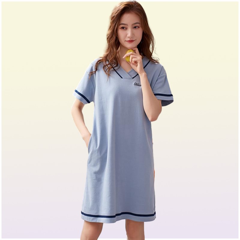 Women039s Sleepwear Shortsleeved Cotton Night Gowns Summer Soild Nightgowns Home Wear Lady Sleep Lounge Sleeping Dress M3XL1033867