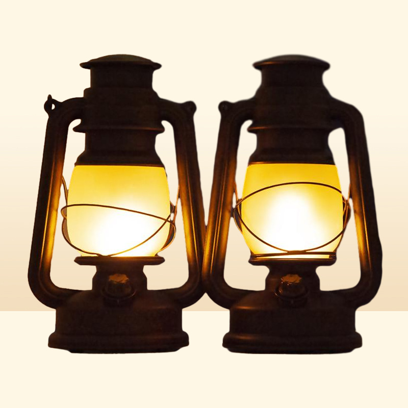 Portable Lanterns Remote Control Vintage Camping Lantern LED Candle Flame Tent Light Battery Operated Kerosene Lamp Table Night
