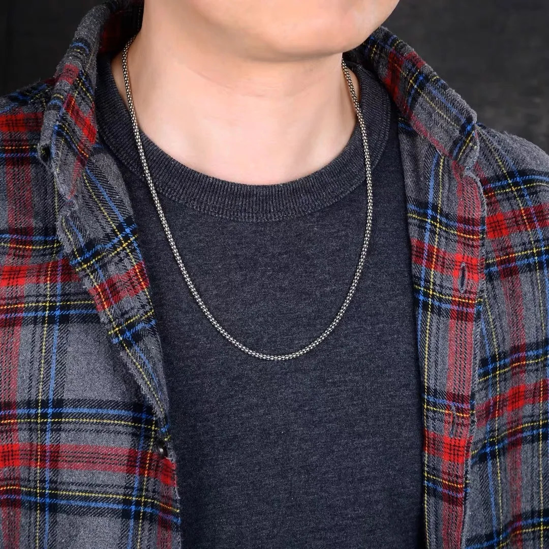 Real Silver Necklace Men Women Thai Silver Corn Necklace Male s925 Sterling Silver Long Chain Retro Pendant Necklace Jewelry 240104