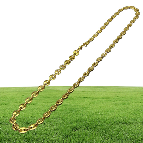 Coffee Bean Necklace and Bracelet Set High Quality Stainless Steel Mens Jewellry Two Colors Optional Hip Hop
