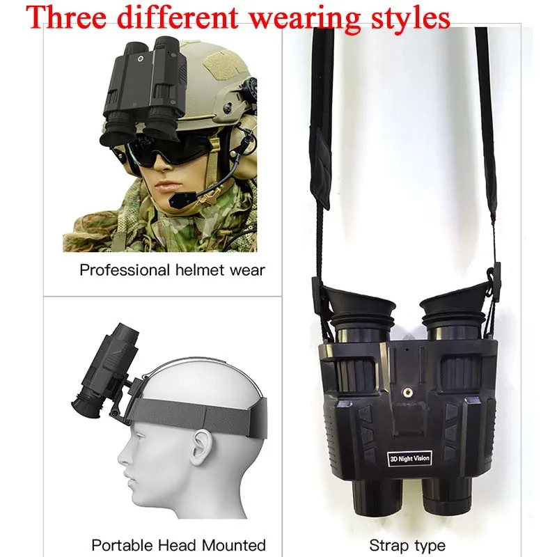 N016NV8000 Pro 3D Infrared Night Vision Binoculars Telescope HD 1080P Head Mount Darkness Camera for Hunting Tactics Goggle 240104