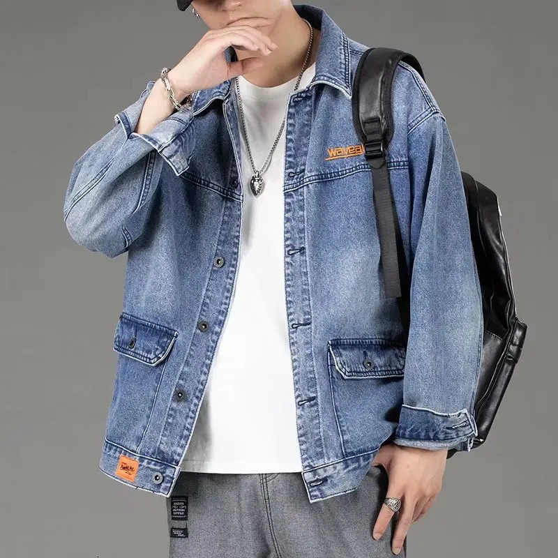 Men Denim Jacket Streetwear Hip Hop Men's Jean Jackets Male Casual Loose Outerwear Korean Version Loose Overalls Coat S-4XL 231229