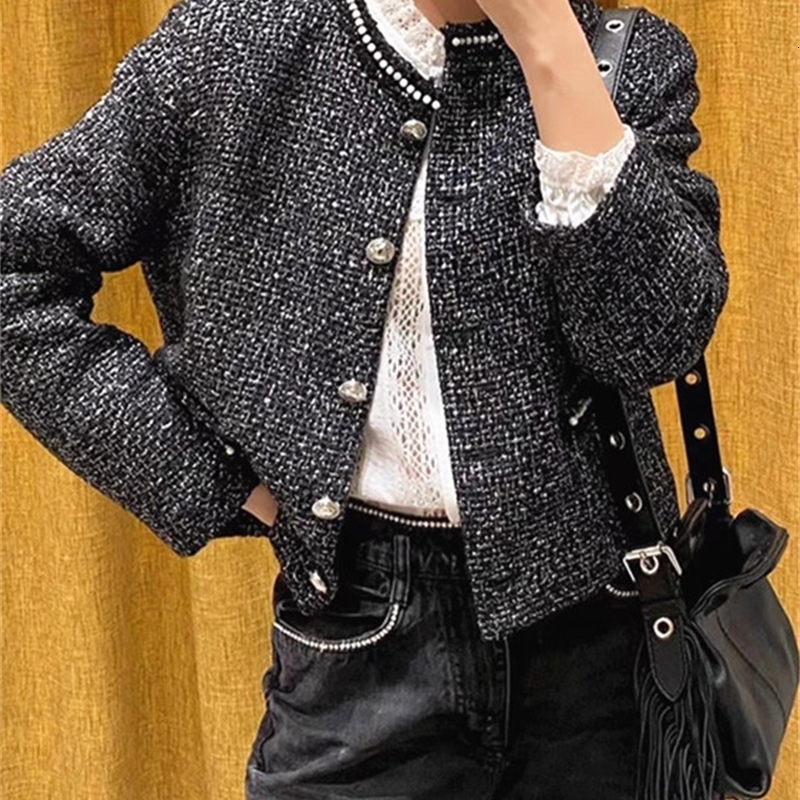 Ladies Color Block Plaid Long-Sleeved Cardigan Early Autumn Female V-Neck Single-Breasted S Loose Lazy Sweater Coat 231229