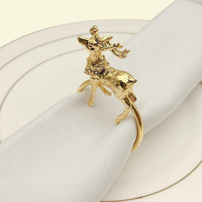 12 PCS new el Christmas small deer napkin ring napkin ring metal towel whole17697764