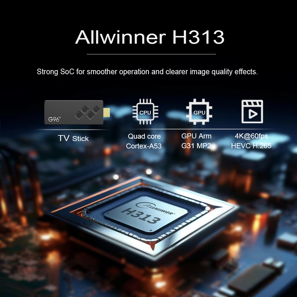 France in stock G96 ATV Mini TV Stick Android13 Allwinner H313 Quad Core A53 Support 8K Video 4K BT Voice Remote Smart TV Stick