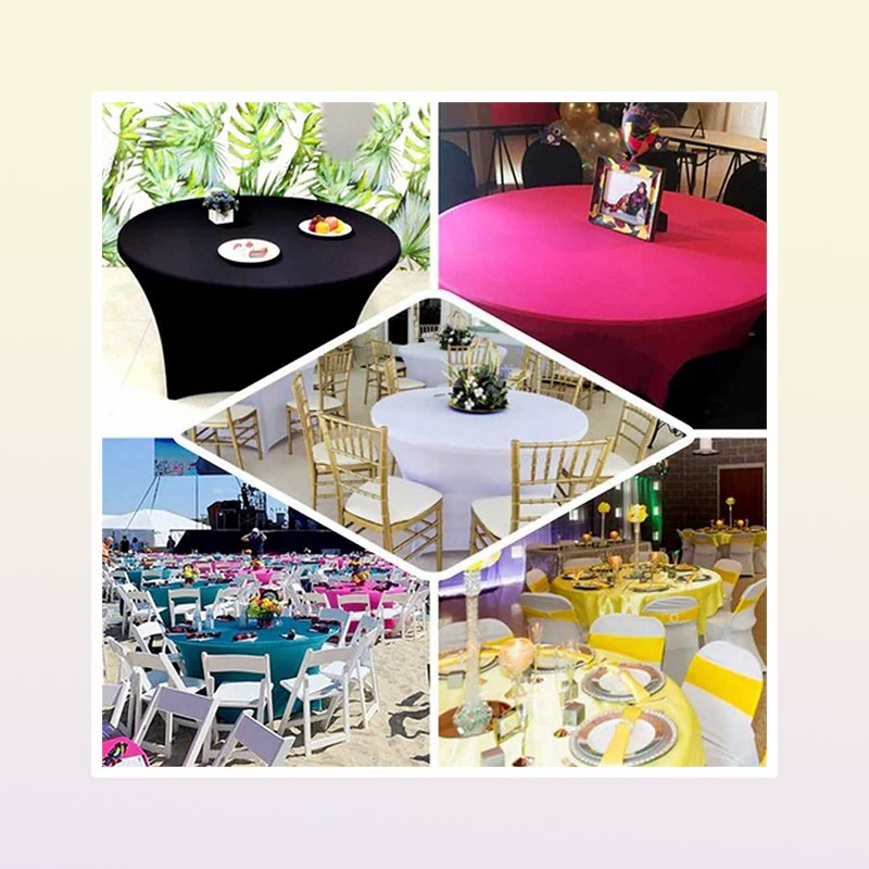 Table Cloth Round Spandex Fitted Tablecloth High Stretch Table Cover for Cocktail Table Cloth Christmas Wedding Event el Buffet3678685
