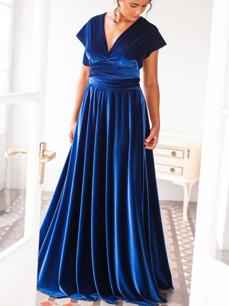Velvet Bridesmaid Dresses Long Sexy Party Dress Burgundy, Hunter, Royal Blue, Green, Black Bridesmaid Dress