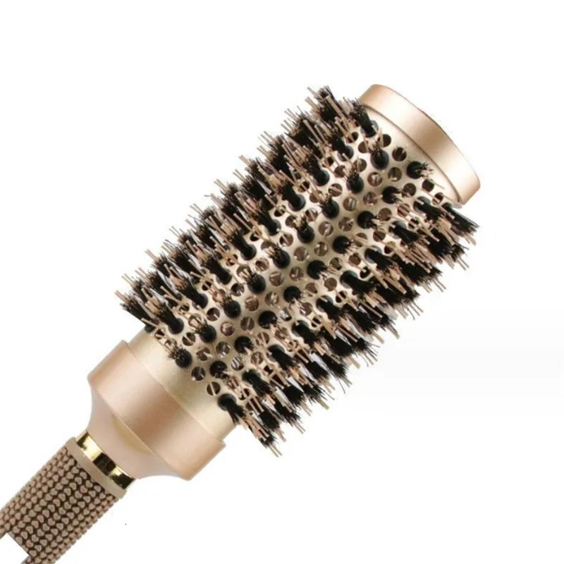 Professional 4pcsset Gold Round Hair Comb Hairdressing Curling Brushes Barrel For Blow Dry Salon Styling Tools
