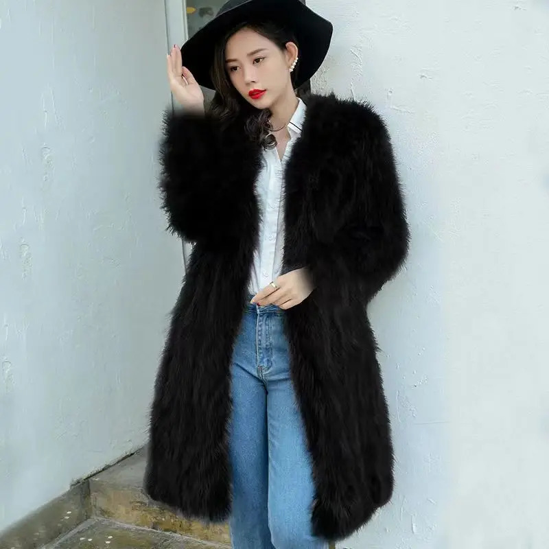 Winter Thick Outwear Coats Genuine Raccoon Fur Womens Jacket Wholesale Overcoat JZ292 240105