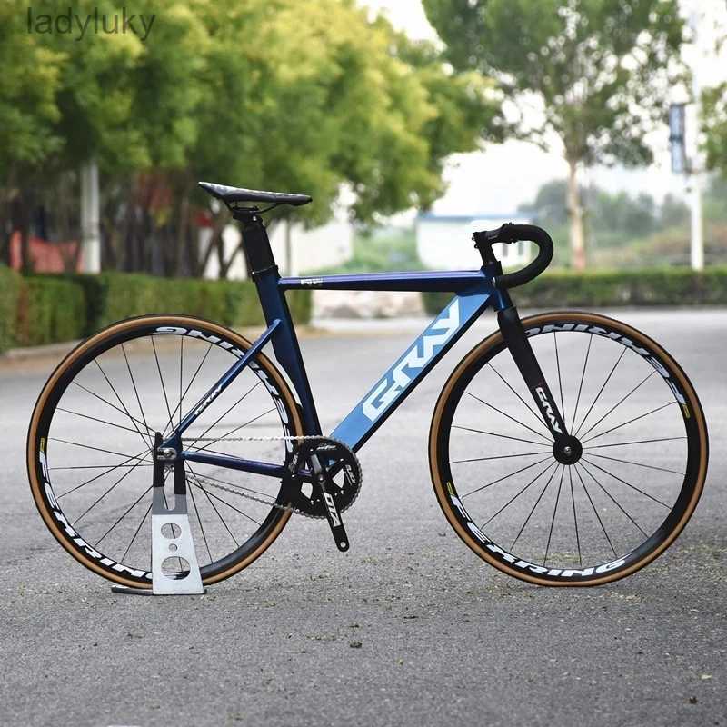 Bikes GRAY Track Bike Fixie Bicycle Aluminum Alloy Frame 48T Crankset Carbon Fork 700C Single Speed Fixed Gear Racing Flat SpokesL240105