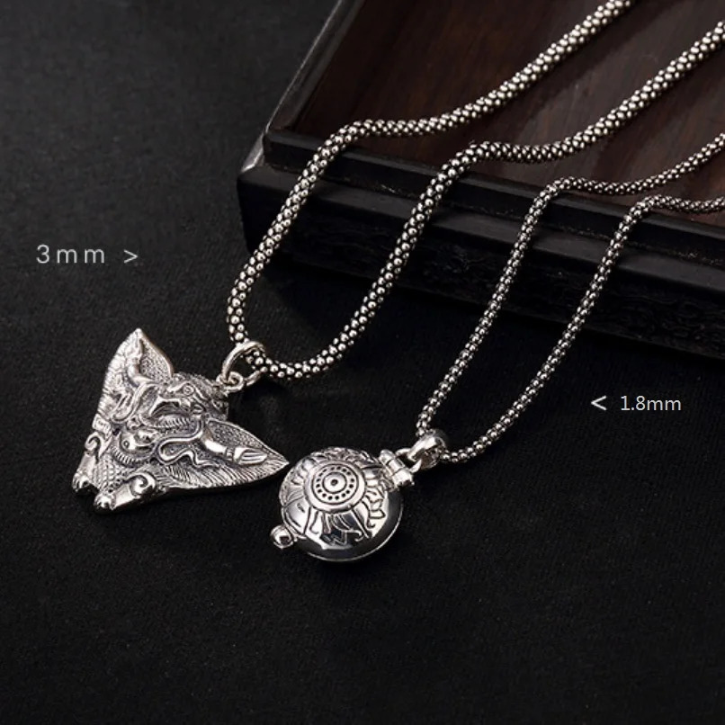 Real Silver Necklace Men Women Thai Silver Corn Necklace Male s925 Sterling Silver Long Chain Retro Pendant Necklace Jewelry 240104