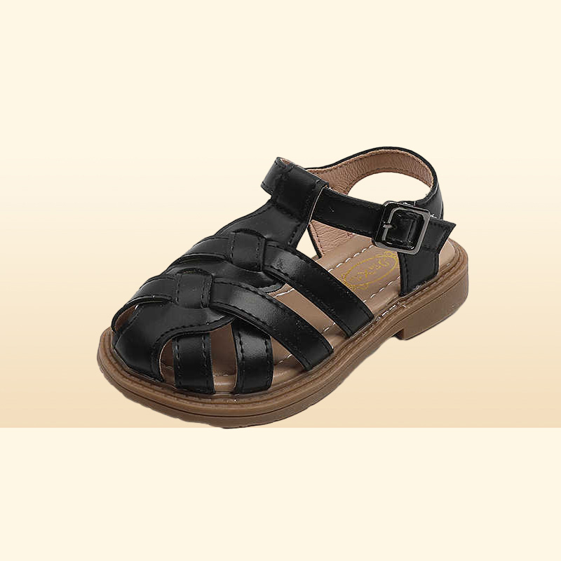 Sandals Boys Roman Cross Strap Simple Korean Cute Covered Toes Sandals Kids Fashion Summer New PU Allmatch Casual Shoes for