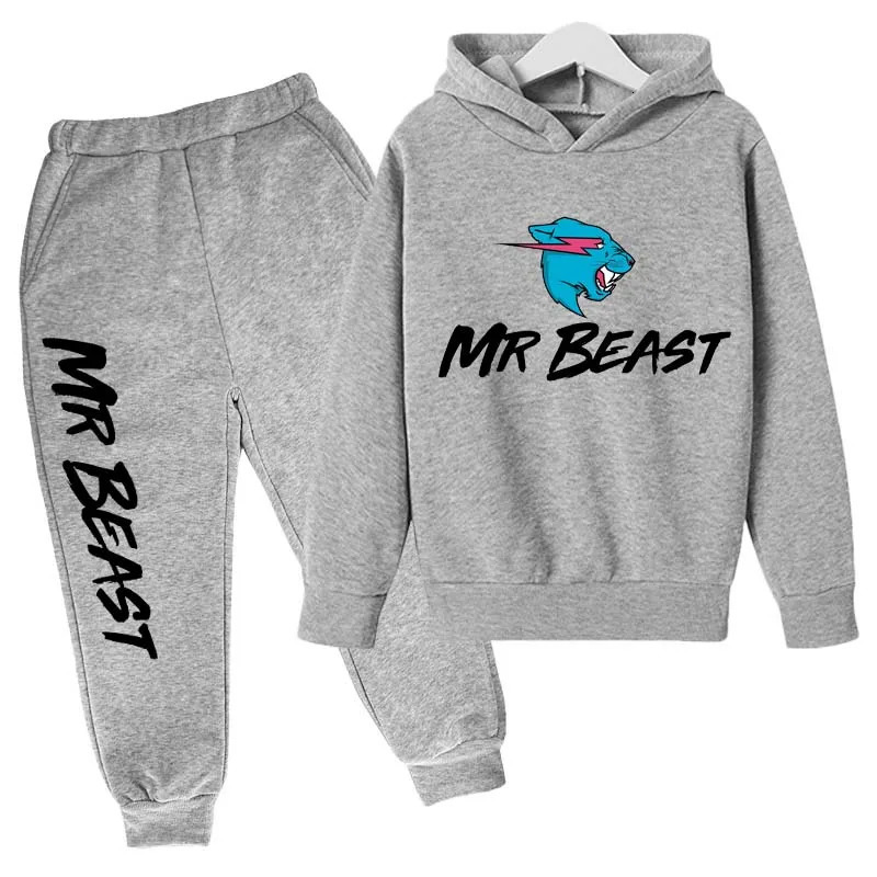 Clothing Sets Children Clothing Boys Girls Hoodies Pant Set Sweatshirt Toddler Age 3-12 Black Coat Spring Autumn Printing Sports Beast Mr 240104Y24110